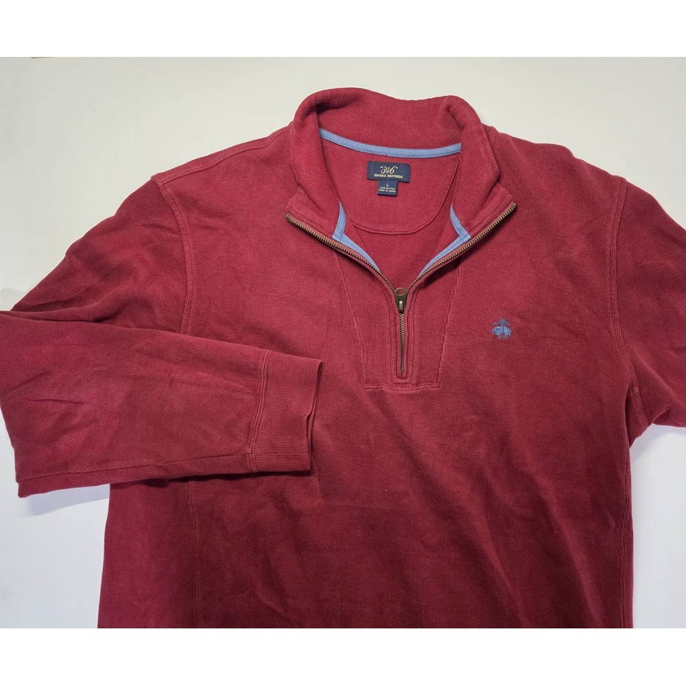 Brooks Brothers 346 Mens Size‎ L Red Long Sleeve 1/4 Zip Pullover Sweater